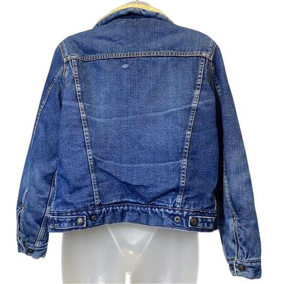Vintage Silver Spur 90s Faded Distressed Denim Sherpa Lined Jacket - Picture 3 of 4